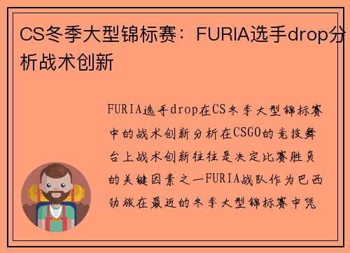 CS冬季大型锦标赛：FURIA选手drop分析战术创新