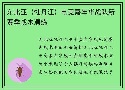 东北亚（牡丹江）电竞嘉年华战队新赛季战术演练