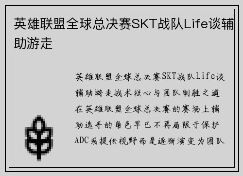英雄联盟全球总决赛SKT战队Life谈辅助游走